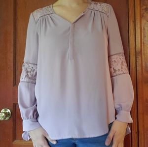 Lavender blouse with lace detail